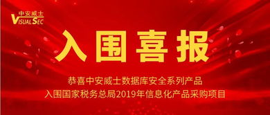 中安威士数据库安全系列产品入围国家税务总局2019年信息化产品采购项目